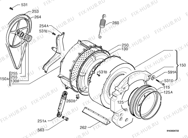 Взрыв-схема стиральной машины Aeg Electrolux REG3610WT - Схема узла Functional parts 267