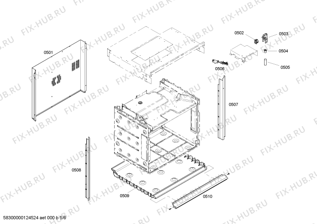 Схема №4 HBL5760UC с изображением Дверь для плиты (духовки) Bosch 00479014