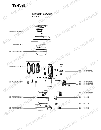 Схема №1 RK601165/79A с изображением Покрытие для мультиварки (пароварки) Tefal US-7235003088