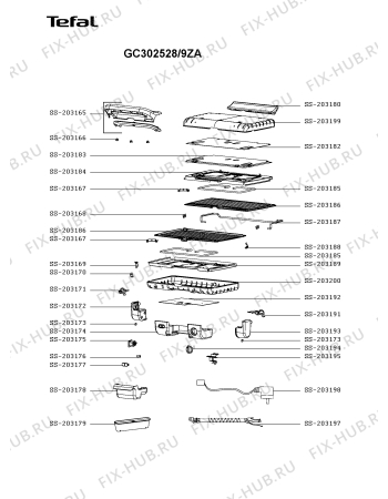 Схема №1 GC302B01/9ZA с изображением Сосуд для гриля Tefal SS-203178