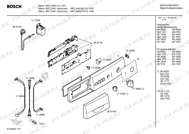 Схема №3 WFL2461FG Maxx WFL 2461 electronic с изображением Инструкция по установке и эксплуатации для стиральной машины Bosch 00581603