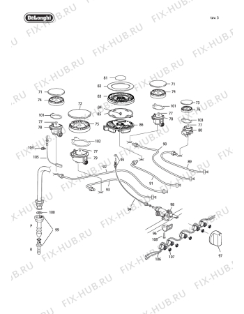 Схема №3 PEMR 965 A с изображением Уплотнение для плиты (духовки) DELONGHI 040082