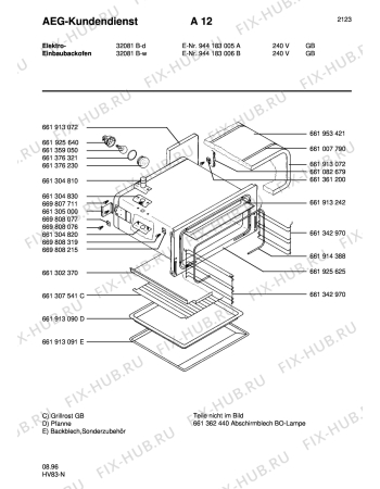 Взрыв-схема плиты (духовки) Aeg COMP. 32081B-W GB - Схема узла Section2