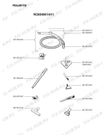 Взрыв-схема пылесоса Rowenta RO654901/411 - Схема узла UP003793.8P2