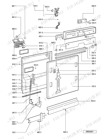 Схема №1 GVW 925 ONY/P01 с изображением Панель для посудомойки Whirlpool 481245371822