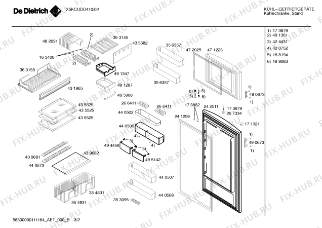 Схема №3 X5KCUDD410 с изображением Крышка для холодильника Bosch 00445392