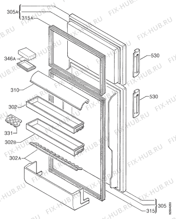 Взрыв-схема холодильника Zanussi ZFD15/4 - Схема узла Door 003