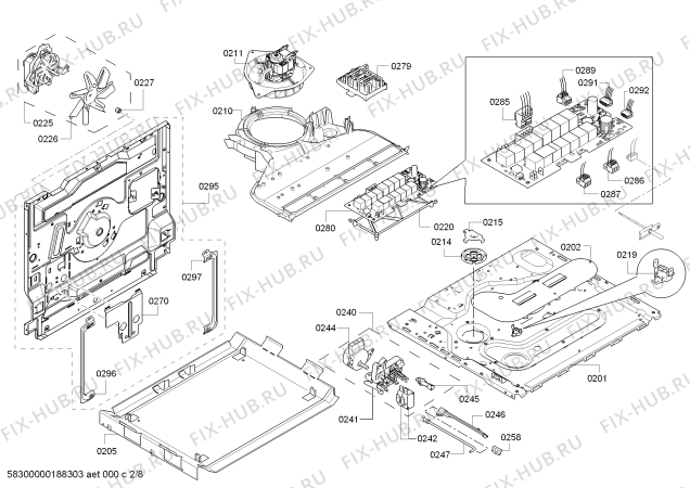 Взрыв-схема плиты (духовки) Bosch HGD85D223F - Схема узла 02