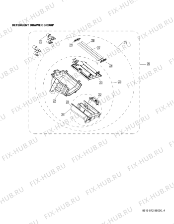 Схема №4 AWG/B M7080 с изображением Порошкоприемник (дозатор) для стиралки Whirlpool 482000010523