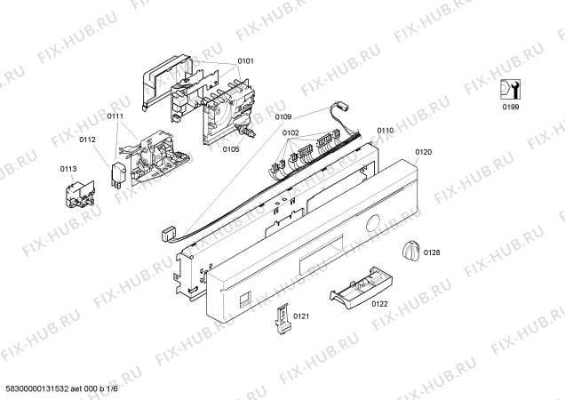 Схема №5 SE23E222EU с изображением Передняя панель для посудомойки Siemens 00662240