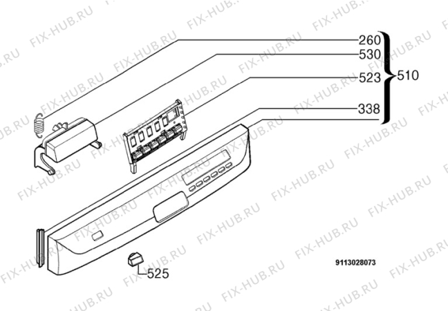 Взрыв-схема посудомоечной машины Electrolux ESF66024 - Схема узла Command panel 037