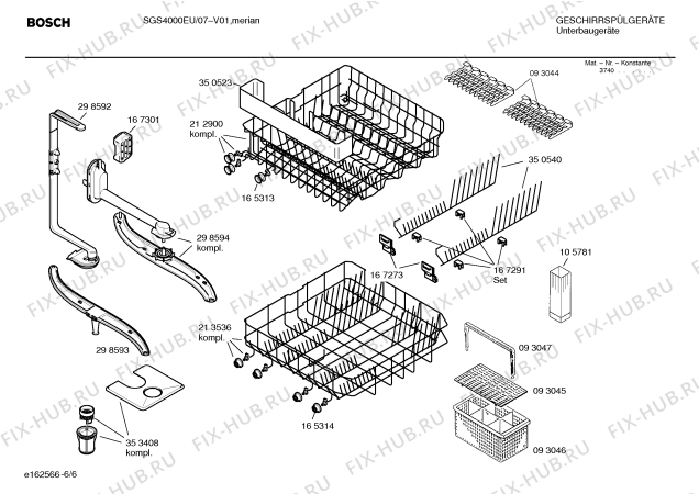 Взрыв-схема посудомоечной машины Bosch SGS4000EU - Схема узла 06