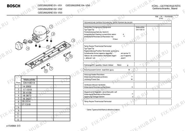 Взрыв-схема холодильника Bosch GSD26620NE - Схема узла 03