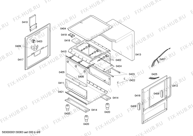 Схема №3 HSK66I43EH P3 INOX 6Q с изображением Декоративная рамка для плиты (духовки) Bosch 00219483