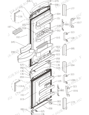 Взрыв-схема холодильника Gorenje RK60355DE (225626, HZS3567) - Схема узла 02