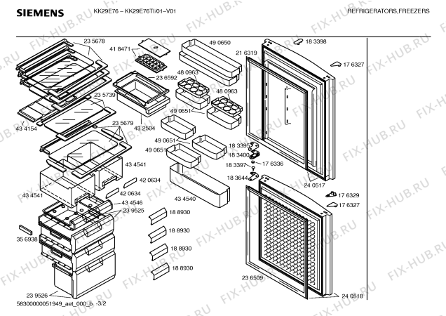 Схема №3 KK28F76TI с изображением Крышка для холодильника Siemens 00434553