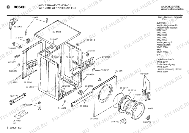 Схема №4 WFK7310FG WFK7310 с изображением Панель для стиральной машины Bosch 00277727