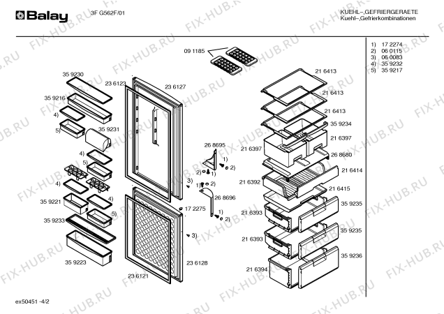 Схема №3 3FG564F с изображением Панель для холодильной камеры Bosch 00359235