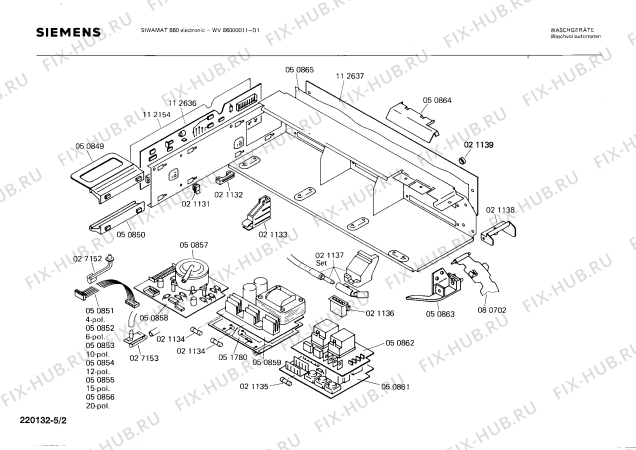 Взрыв-схема стиральной машины Siemens WV86000011 SIWAMAT 860 - Схема узла 02