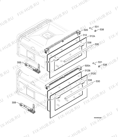 Взрыв-схема плиты (духовки) Electrolux EOU33003X - Схема узла Door 003