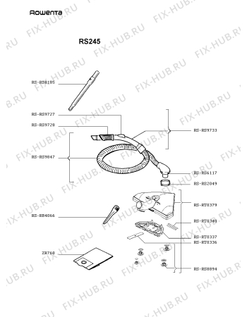 Взрыв-схема пылесоса Rowenta RS245 - Схема узла RS245FR_.__2