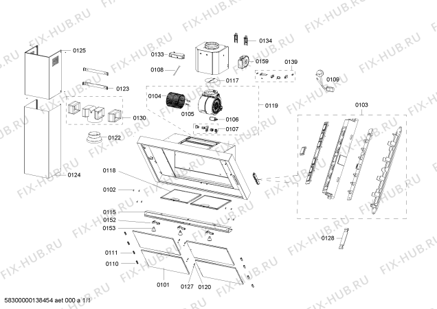 Схема №1 3BC8591 с изображением Корпус лампы для вытяжки Bosch 00616017
