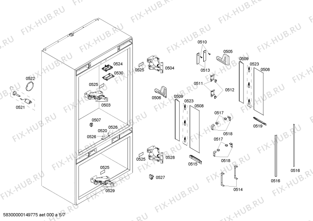 Схема №4 RB491200 с изображением Крышка для холодильной камеры Bosch 00652506