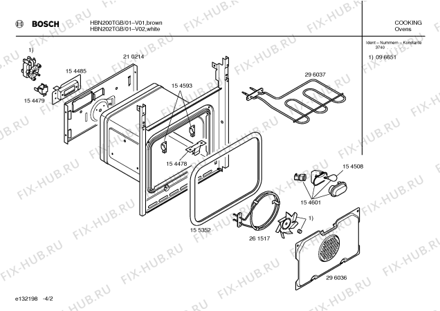 Взрыв-схема плиты (духовки) Bosch HBN202TGB - Схема узла 02