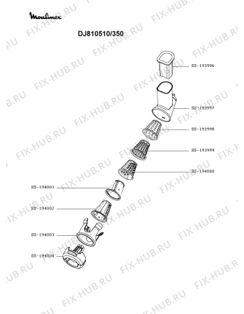 Взрыв-схема мясорубки Moulinex DJ810510/350 - Схема узла 1P004453.3P2