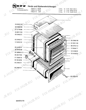 Взрыв-схема плиты (духовки) Neff 1313152431 1056/211NCSM - Схема узла 05