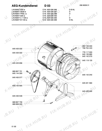 Взрыв-схема стиральной машины Aeg LAV9039 W - Схема узла Tub