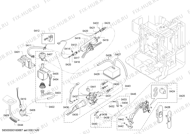 Схема №4 TES703F1DE VeroBar Exclusiv с изображением Инструкция по эксплуатации для электрокофеварки Bosch 00721341