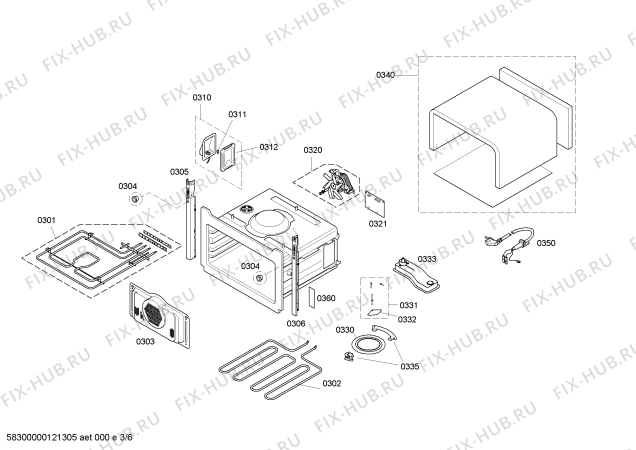 Схема №5 B6734N0NL с изображением Модуль реле для плиты (духовки) Bosch 00642253
