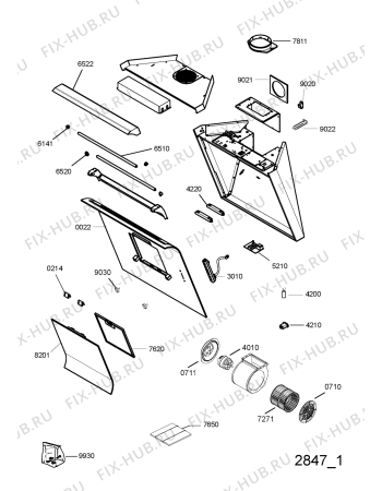 Схема №1 208355404505PRF00945 с изображением Обшивка для вытяжки Whirlpool 480122102338