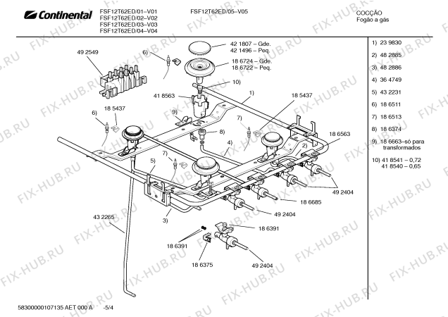 Взрыв-схема плиты (духовки) Continental FSF12T62ED RITMO I - Схема узла 04
