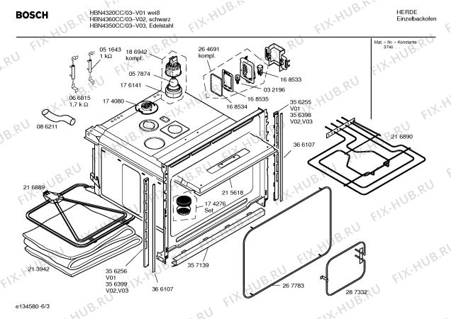 Схема №5 HBN4320CC с изображением Инструкция по эксплуатации для плиты (духовки) Bosch 00582999