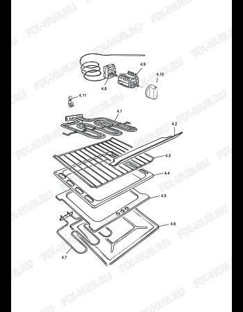 Взрыв-схема плиты (духовки) DELONGHI SEW8541 - Схема узла 4
