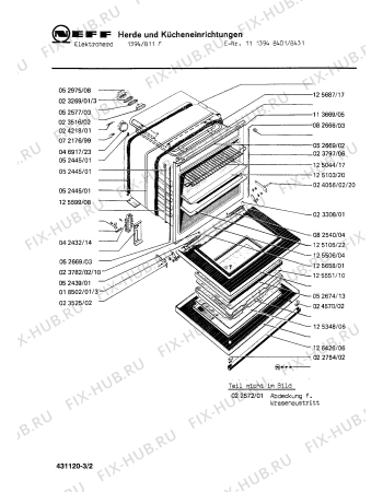 Взрыв-схема плиты (духовки) Neff 1113948401 1394/811F - Схема узла 02