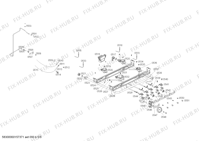 Взрыв-схема плиты (духовки) Bosch HSG16I31SC COCINA BOSCH PRO601 INOX L60 220V/50-60Hz - Схема узла 05