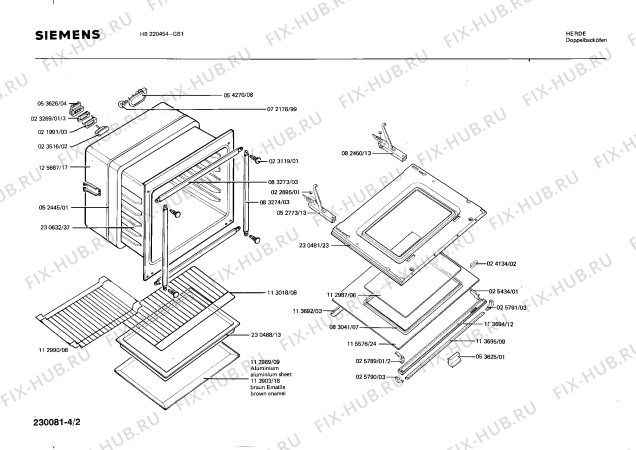 Схема №4 HB220454 с изображением Изоляция для плиты (духовки) Siemens 00025791