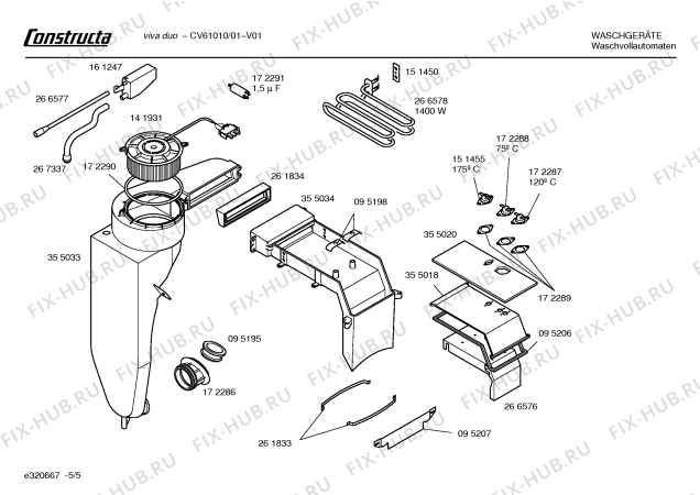 Схема №5 CV61010 Constructa VIVA DUO с изображением Кнопка для стиральной машины Bosch 00173907