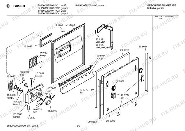 Взрыв-схема посудомоечной машины Bosch SHI5600EU - Схема узла 02