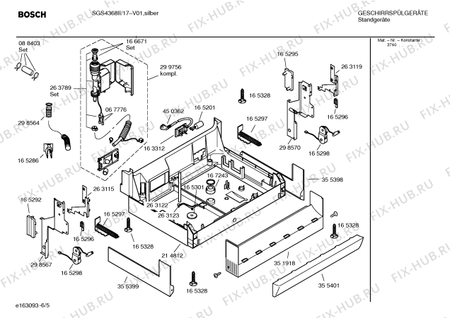 Схема №6 SGS4368II DUPLEXX с изображением Передняя панель для посудомойки Bosch 00362393