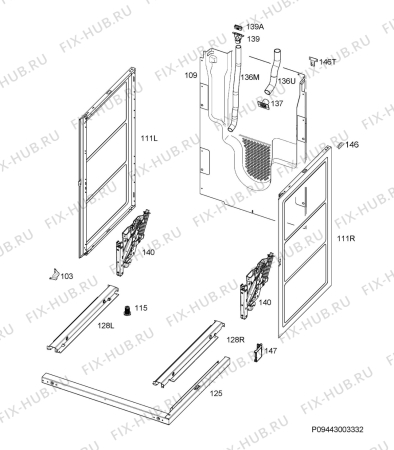 Взрыв-схема плиты (духовки) Electrolux EKC6563AOW   400V - Схема узла Housing 001