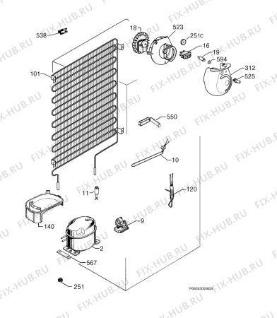 Взрыв-схема холодильника Aeg S3151KG8 - Схема узла Cooling system 017