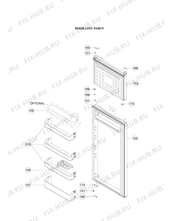 Схема №3 WTE22112 W с изображением Дверца для холодильной камеры Whirlpool 482000018657