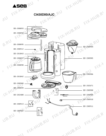 Схема №1 CI430D30/AJB с изображением Корпусная деталь для кофеварки (кофемашины) Seb SS-201843