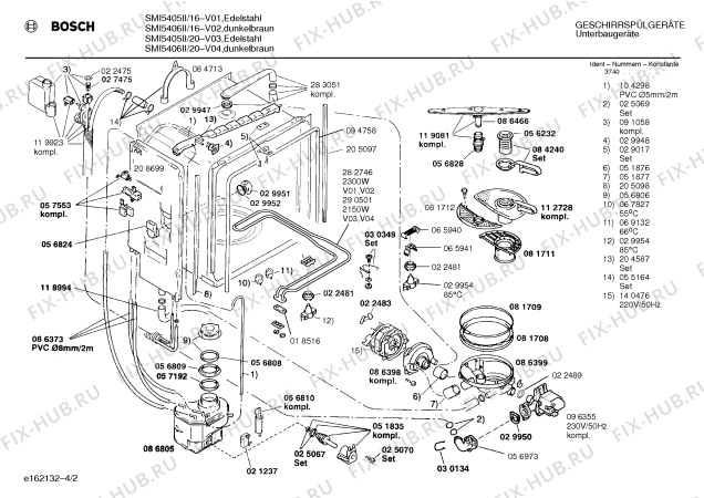 Взрыв-схема посудомоечной машины Bosch SMI5405II - Схема узла 02