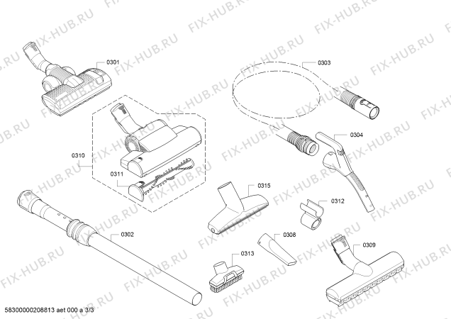 Взрыв-схема пылесоса Bosch BGL8ZOON Zoo'o ProAnimal - Схема узла 03
