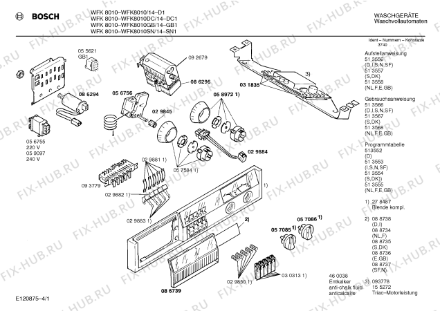 Схема №3 WFK8010FG WFK8010 с изображением Панель управления для стиральной машины Bosch 00278487